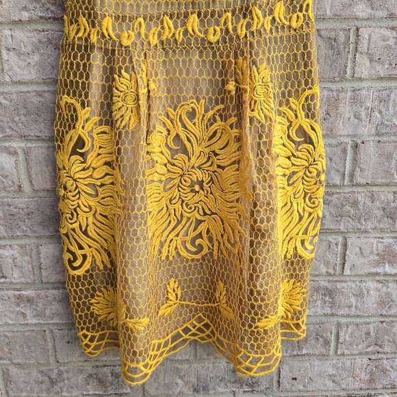 NEW Anthropologie Honeycomb Yellow Lace Dress by Yoana Baraschi $348 Size 6 - Picture 6 of 11